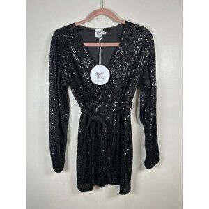 Princess Polly Dancing Queen Sequin Mini Dress Size 2 Black Cocktail Party Gala